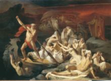 Charon ferrying souls to Hades